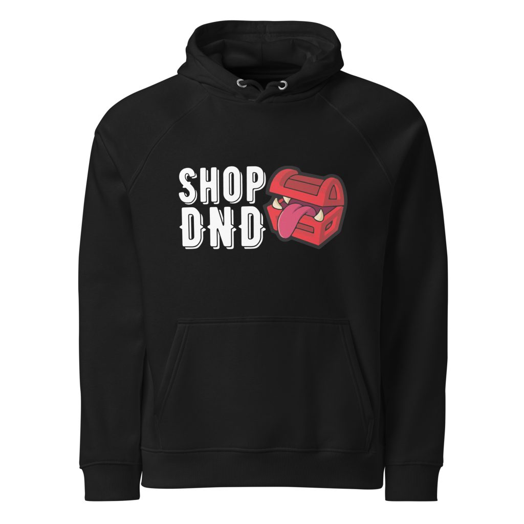 Close-up of Shop DnD DnD clothing UK design with subtle fantasy-inspired artwork.